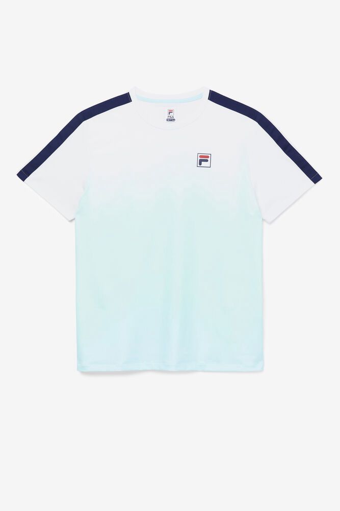 Fila T-Shirt Legends Ombre Crew Mens White - India JUC-021459